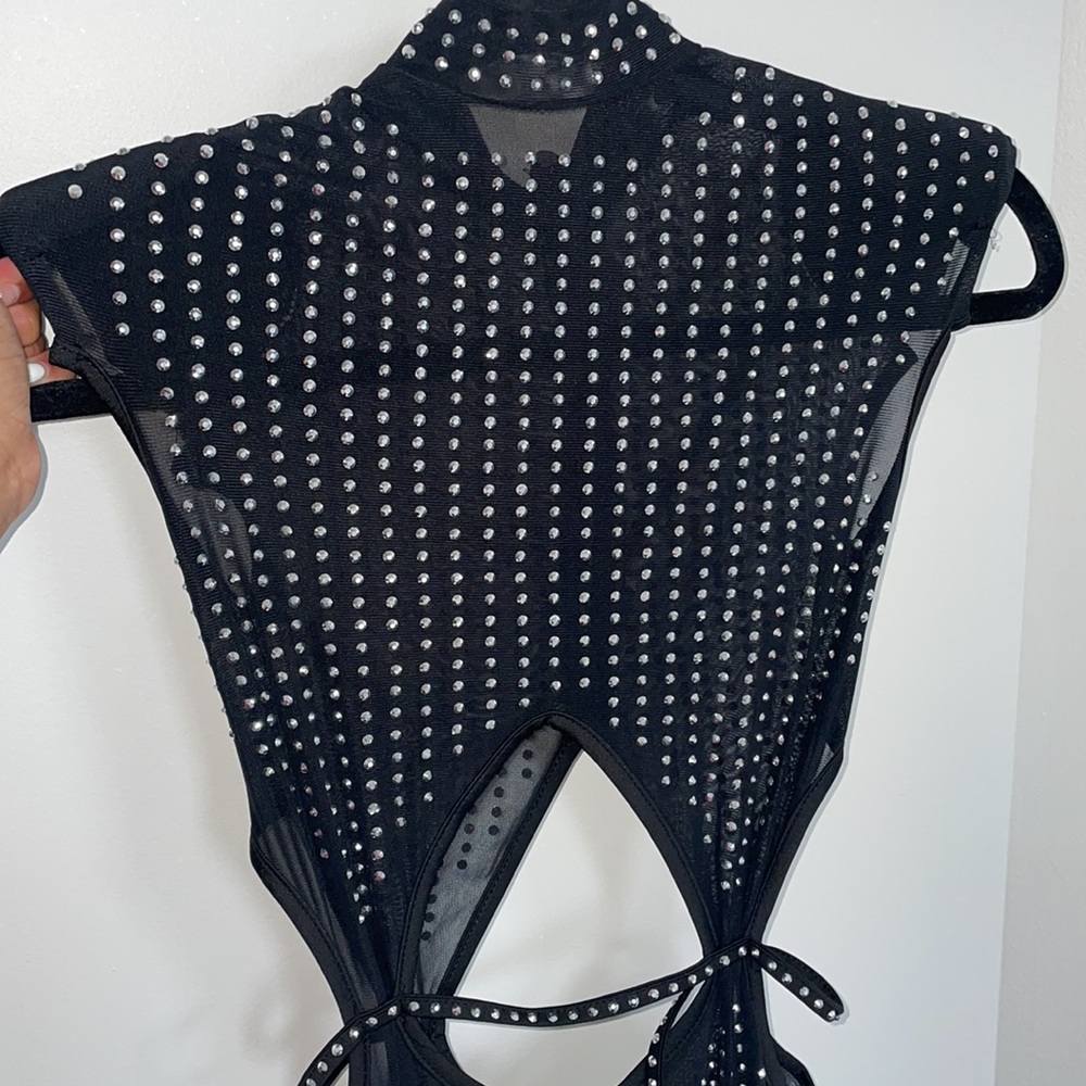 Embellished mesh dress